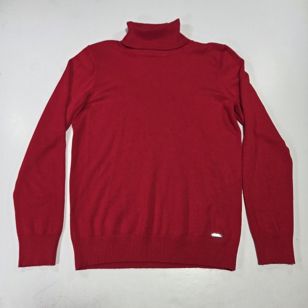 Calvin Klein Red Turtleneck Sweater Women's Medium Rayon Blend